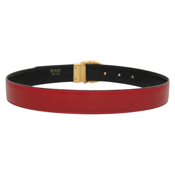 GUCCI Belt Leather 29.9"" Red Gold 037 194 0910 Auth 133494 - Picture 2 of 10